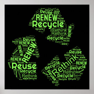 Poster Recycle Réutiliser Renouveler Repenser la crise en