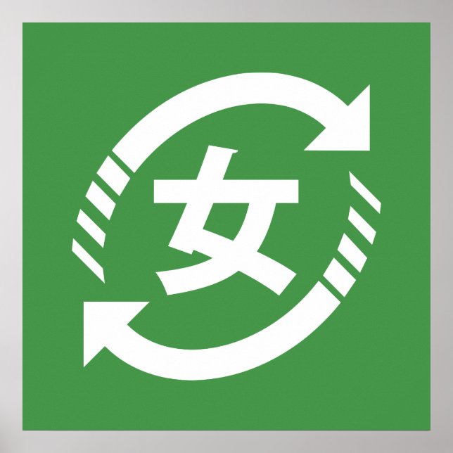 Poster Recycler les filles japonaises | SYMBOLE Kanji Nih (Devant)