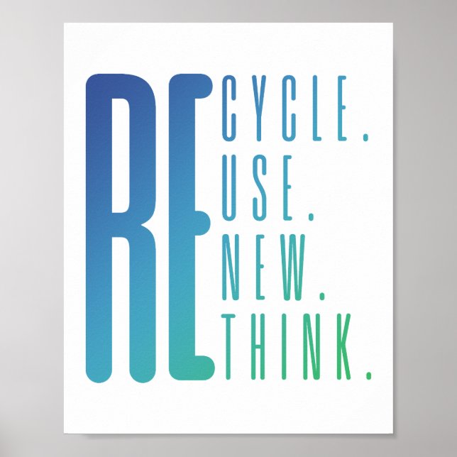 Poster Recycler Réutiliser Réutiliser Repenser (Devant)