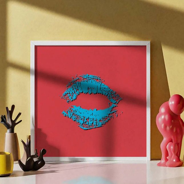 Poster Red and Blue Kissing Lips (Créateur téléchargé)