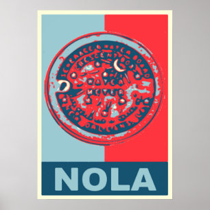 Poster Red and Blue NOLa Water Meter