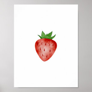 Poster Red and Green Strawberry Summer Spring Fruit Poste