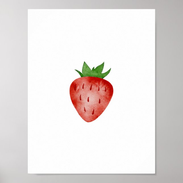 Poster Red and Green Strawberry Summer Spring Fruit Poste (Devant)