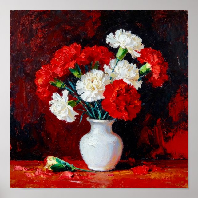 Poster Red and White Carnations After Van Gogh (Devant)