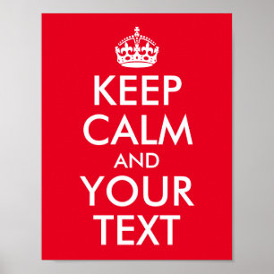 Poster Red and White Keep Calm and Your Text