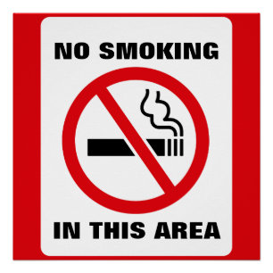 Poster Red and White No Smoking