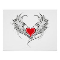 Red Angel Coeur avec ailes