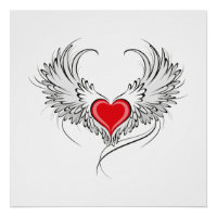 Red Angel Coeur avec ailes