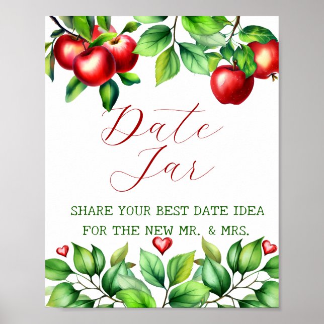 Poster Red Apple Date Night Ideas. Date Jar Jar jeu nupti (Devant)