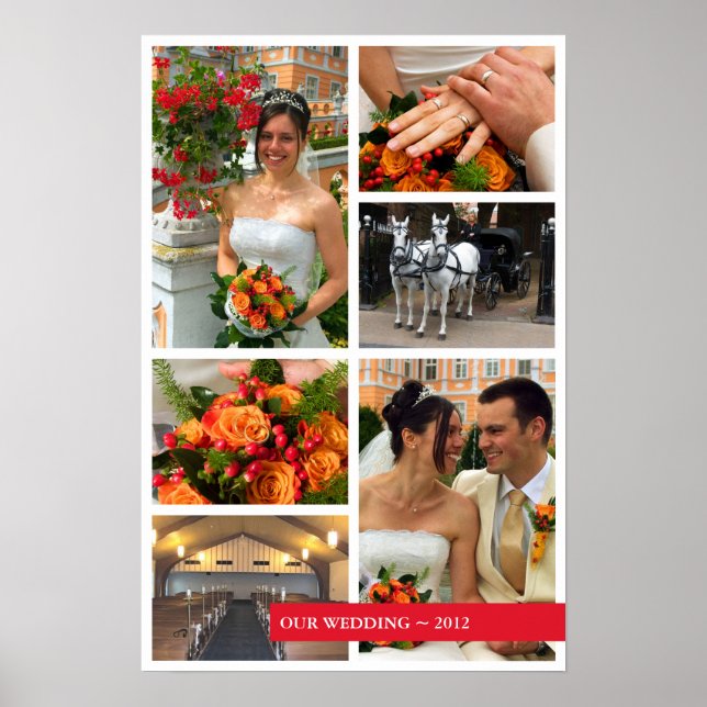 Poster Red band 6 multi photo collage souvenirs garde (Devant)