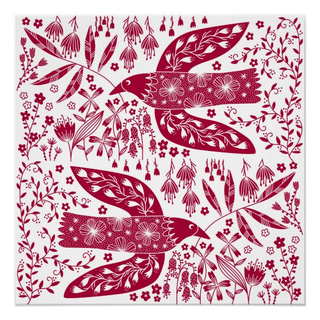 Poster Red Bird Art (Devant)