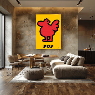 Poster Red Bird Pop Art - Cartographier Animal Silhouette