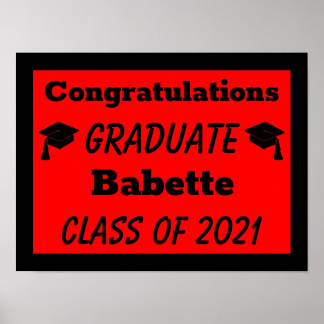 Poster Red Black Félicitations Graduation (Devant)