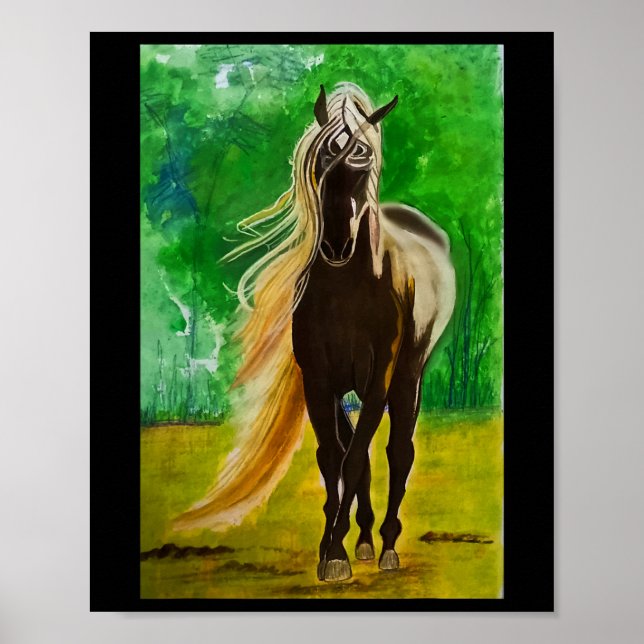 Poster Red Black Horses Horseback équitation Amateurs de  (Devant)