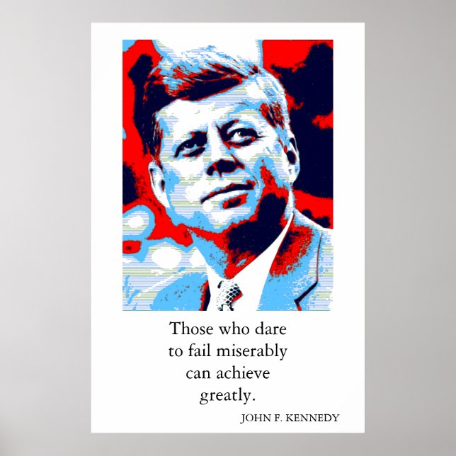 Poster Red Blue Pop Art JFK John F. Kennedy Citation Atte (Devant)