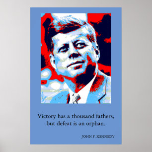 Poster Red Blue Pop Art JFK John F. Kennedy Citation Atte