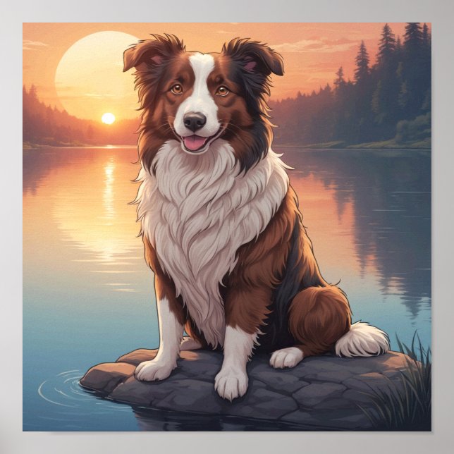 Poster Red Border Collie (Devant)