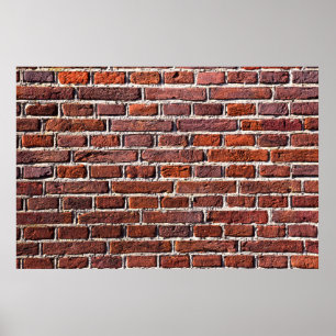 Poster Red brick wall stone bricks masonry