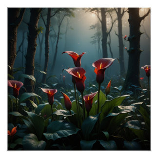 Poster red calla flower