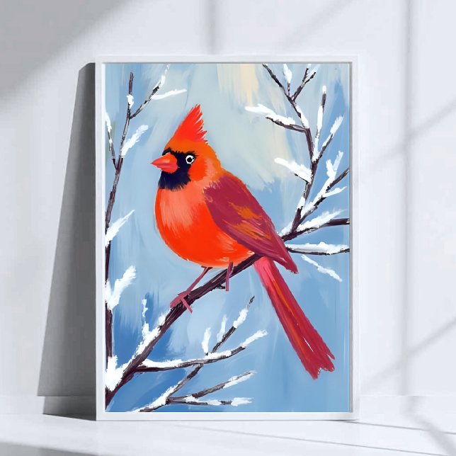 Poster Red Cardinal | Winter Watercolor Holiday (Créateur téléchargé)