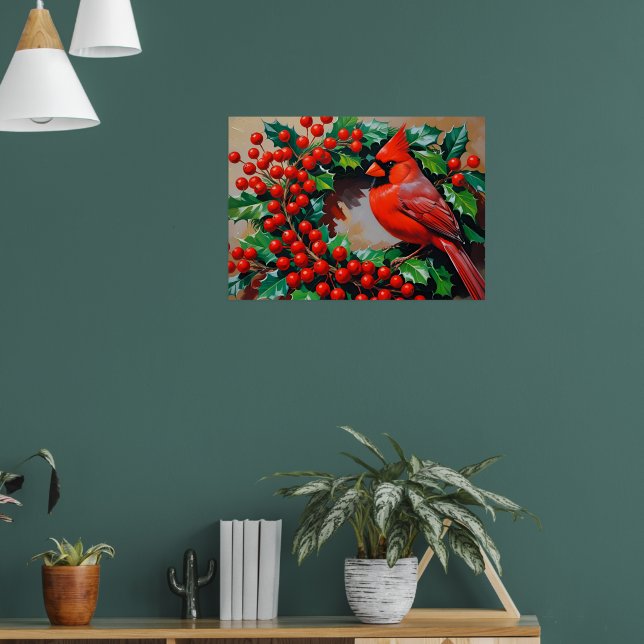 Poster Red Cardinal with Wreath (Salon 1)