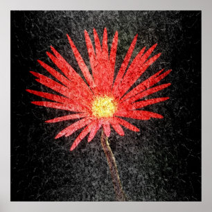 Poster Red Daisy Flower Painting