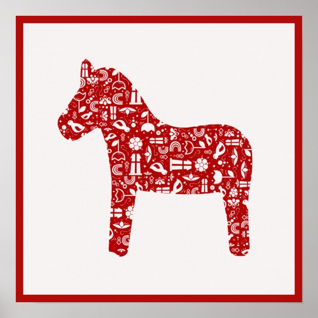 Poster Red Dala Horse (Devant)