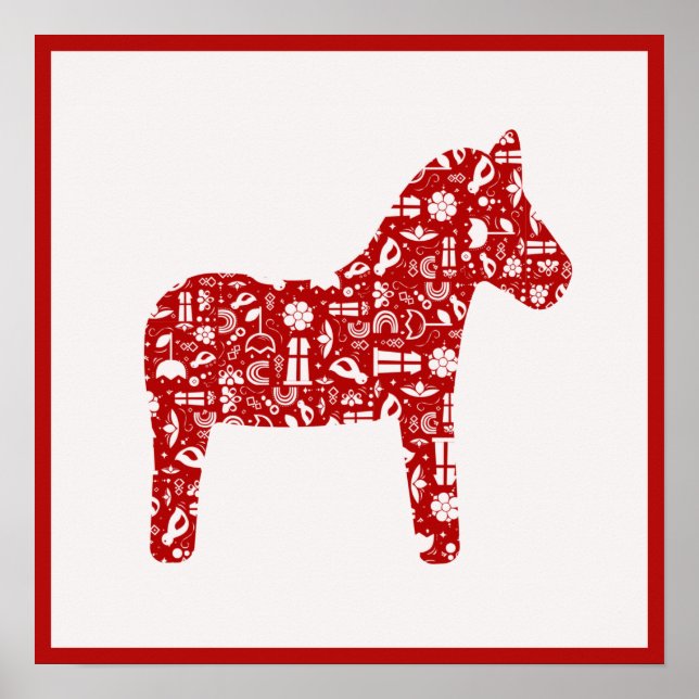 Poster Red Dala Horse (Devant)