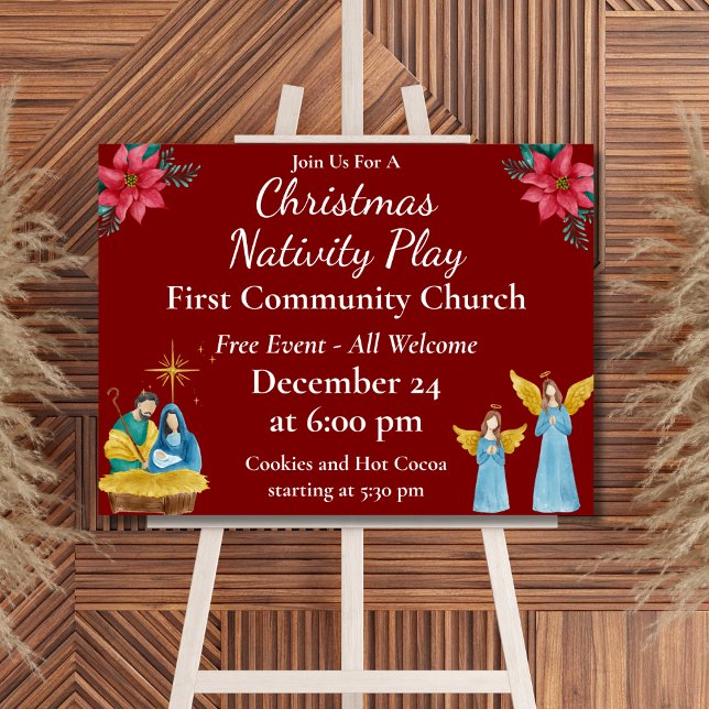Poster Red Festive Christmas Church Event Promo (Créateur téléchargé)