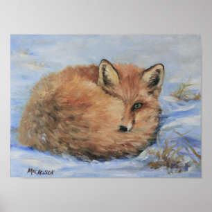 Poster Red Fox in Snow Fine Art Imprimer