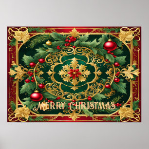 Poster Red Gold Green Christmas Holiday