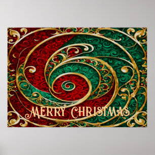 Poster Red Gold Green Christmas Holiday