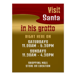 Poster Red & Gold, Santa Claus Heures d'accueil