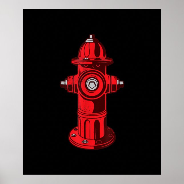 Poster Red Graphic Fire Hydrant Pompier Cadeaux de travai (Devant)