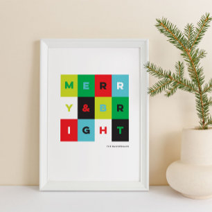 Poster Red Green Modern Merry n Bright Holiday Art Print