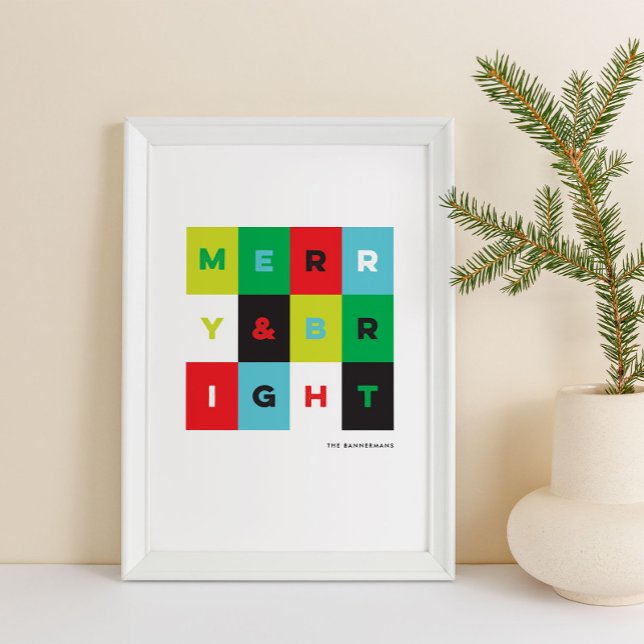 Poster Red Green Modern Merry n Bright Holiday Art Print (Créateur téléchargé)