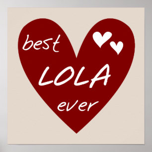 Poster Red Heart Best Lola Ever T-shirts et cadeaux