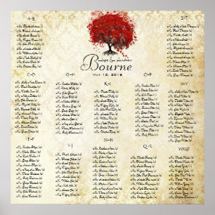 Poster Red Heart Tree - 100 à 150 invités - alphabétique