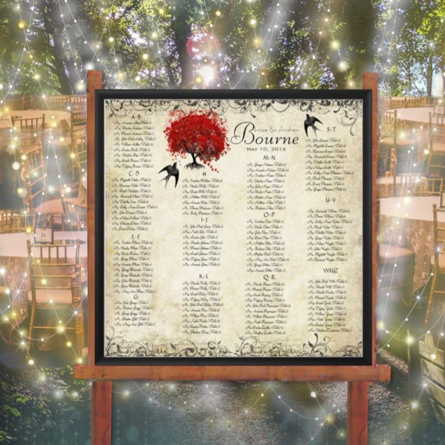 Poster Red Heart Tree - 100 à 150 invités - alphabétique (Créateur téléchargé)
