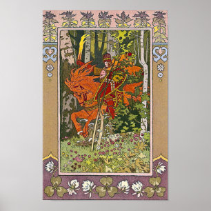Poster Red Horseman Russian Fairy Tale Imprimer