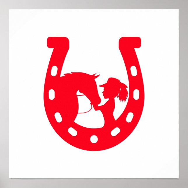 Poster Red Horseshoe Girl and Horse (Devant)