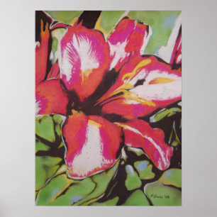 Poster Red Lily flower original modern art painting