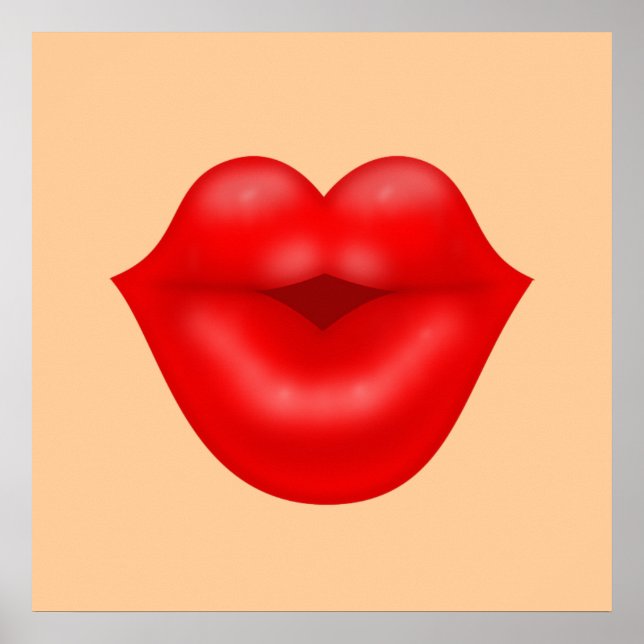 Poster Red lips big kiss (Devant)
