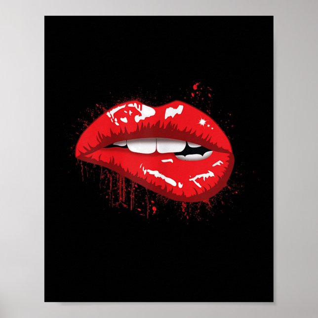 Poster Red Lips Kiss Girl T Shirt Birthday Christmas Gift (Devant)