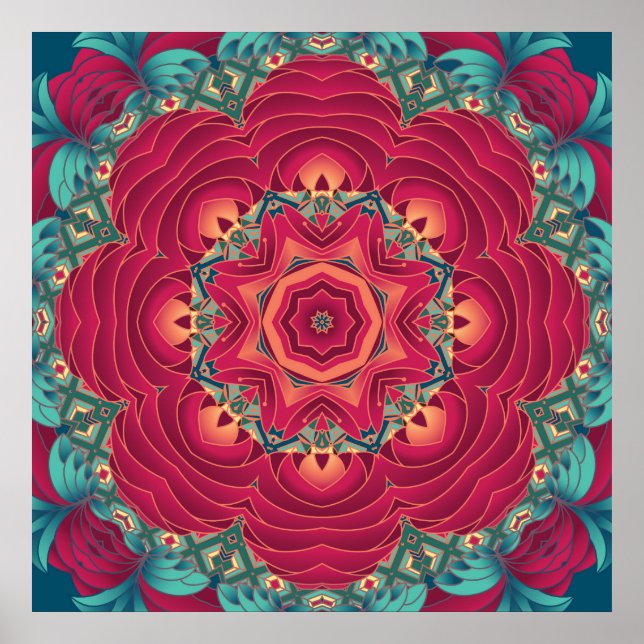 Poster Red Lotus Mandala (Devant)