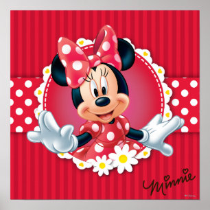 Poster Red Minnie   Cadre de fleurs