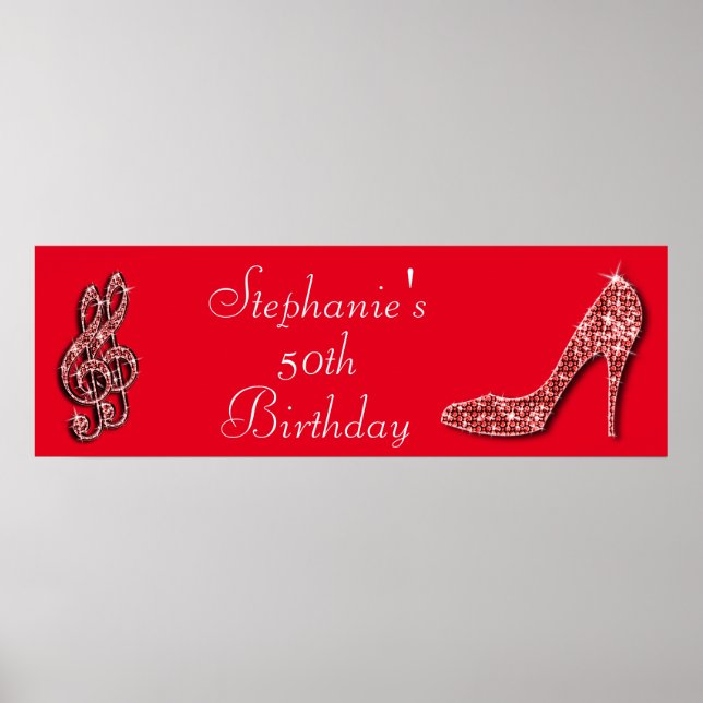 Poster Red Music Note et Stiletto 50e anniversaire (Devant)