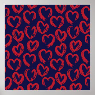 Poster Red Navy Heart en forme de Valentine’s Day - sans 