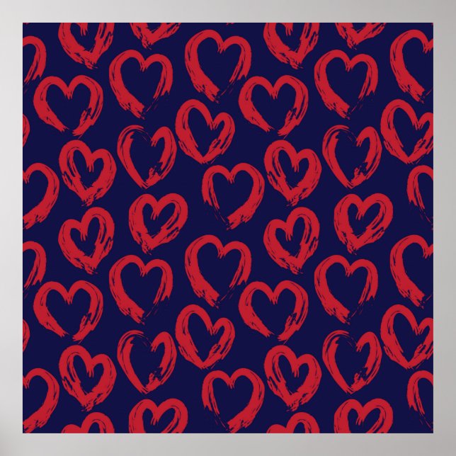 Poster Red Navy Heart en forme de Valentine’s Day - sans  (Devant)