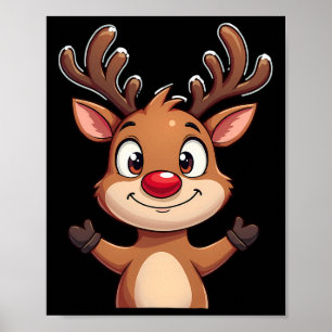 Poster Red Nose Reindeer Noël mignon Festif Fête D